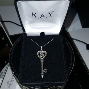 Open Hearts Key Necklace 1/15 ct tw Diamonds